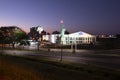 Bauru, Brazil. August 2, 2020: Long exposure of Statue Of Liberty replica and facade of the famous Havan Store at night. The store Royalty Free Stock Photo