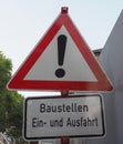 Baustellen Ein- und Ausfahrt (Building sites in and out) sign Royalty Free Stock Photo