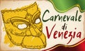 Bauta Mask in Hand Drawn Style for Carnival of Venice, Vector Illustration