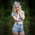 Bautiful Blond Teenage Girl Alone In The Woods