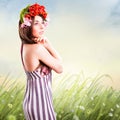 Bautiful woman with tulip hair decoration Royalty Free Stock Photo