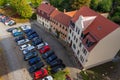 Top view of the car parking near the apartment building Royalty Free Stock Photo