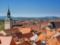 Bautzen, Saxony, Germany: aerial view of city Bautzen with historic tower `Lauenturm` Royalty Free Stock Photo