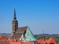 Bautzen, Saxony, Germany: aerial view of city Bautzen with the St. Peter`s cathedral Royalty Free Stock Photo