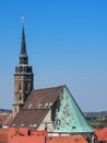 Bautzen, Saxony, Germany: aerial view of city Bautzen with the St. Peter`s cathedral Royalty Free Stock Photo