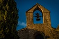Baux-de-Provence church bell tower at night