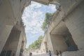 Baux-de-Provence, France - August 10th, 2019: The outer sapce of of the famous stone quarrie located in baux de provence village