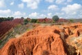 Bauxite mine with red ground Royalty Free Stock Photo