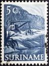 Bauxite mining in vintage stamp