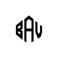 BAV letter logo design with polygon shape. BAV polygon and cube shape logo design. BAV hexagon vector logo template white and Royalty Free Stock Photo