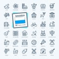 Bavaria, Bavarian, Bayern - minimal thin line web icon set. Outline icons collection Royalty Free Stock Photo