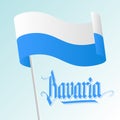 Bavaria card with waving bavarian flag and hand lettering text design.