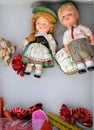 Bavaria costume dolls objets souvenirs flea market Royalty Free Stock Photo