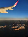 Bavaria, Germany - June 28, 2019: Airbus A321 plane of Wizz Air flying over Alps mountains Royalty Free Stock Photo