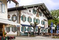 Bavaria in Germany. Painting house in village Oberammergau, Hotel