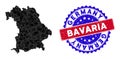 Bavaria Land Map Triangle Mesh and Distress Bicolor Seal