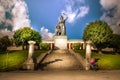 Bavaria Statue Woman Iconic Ruhmeshalle Outdoors Landmark Daytime Old Blue Sky Clouds Travel Tourist Munich Germany Europe