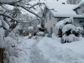 Bavaria under snow storm, urban landscape covered by snow Royalty Free Stock Photo