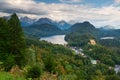 Bavarian Alps of Germany at Hohenschwangau Village and Lake Alpsee