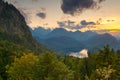 Bavarian Alps landscape in Germany at Dusk Royalty Free Stock Photo