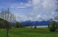Bavarian Alps. The shore of the lake Bannwaldsee. Royalty Free Stock Photo