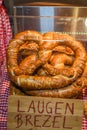 Bavarian authentic pretzels for Oktoberfest or Autumn Fest, Christmas.German, Austrian salted brezel