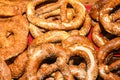 Bavarian authentic pretzels for Oktoberfest or Autumn Fest, Christmas.German, Austrian salted brezel