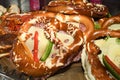 Bavarian authentic pretzels for Oktoberfest or Autumn Fest, Christmas.German, Austrian salted brezel