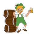 Bavarian with beer barrel and cup Royalty Free Stock Photo