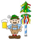 Bavarian with a beer and maypole