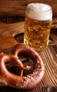 Bavarian beer and salt pretzel Royalty Free Stock Photo