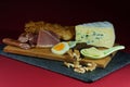 bavarian breakfast on a wooden plate