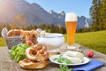 Bavarian breakfast with white sausages