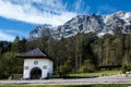 Bavarian Chapel in front of the Alp Mountains