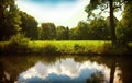 Bavarian countryside,reflections on a pond