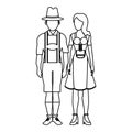 Bavarian couple avatar in black and white