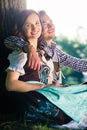 Bavarian couple in Tracht hugging