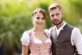 Bavarian couple in traditional costume w