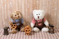 Bavarian dressed Teddy bears Beer mugs Brezel