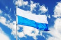 Bavarian flag with blue sky and clouds Royalty Free Stock Photo