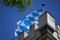 Bavarian flag flies against a blue white sky on a summer day in Bavaria Royalty Free Stock Photo