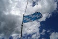 Bavarian flag flies against a blue white sky on a summer day in Bavaria Royalty Free Stock Photo