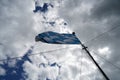 Bavarian flag flies against a blue white sky on a summer day in Bavaria Royalty Free Stock Photo