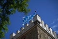 Bavarian flag flies against a blue white sky on a summer day in Bavaria Royalty Free Stock Photo