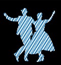 Bavarian folk dancers couple in love vector silhouette. Germany folklore October fest actors.