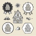 Bavarian Germany vintage house icon flat web sign symbol logo label