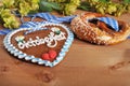 Bavarian gingerbread heart with soft pretzel