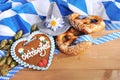 Bavarian gingerbread heart with soft pretzels