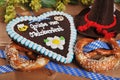 Bavarian gingerbread heart with soft pretzels