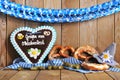 Bavarian gingerbread heart with soft pretzels